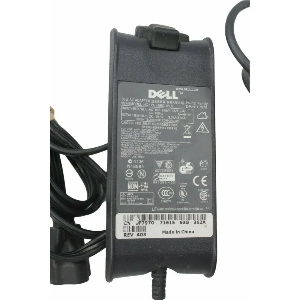 Dell Genuine Original Inspiron Latitude 65W A-12 AC Adapter PA-1650-05d2F7970